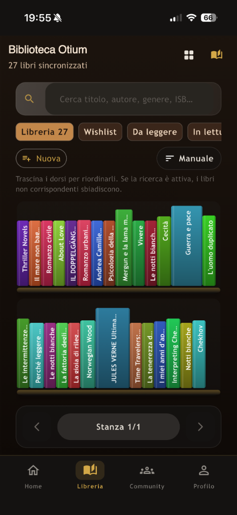 Ordina scaffali, liste e temi